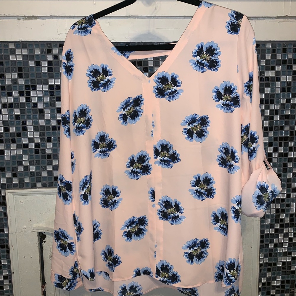 Loft v neck and v back floral blouse